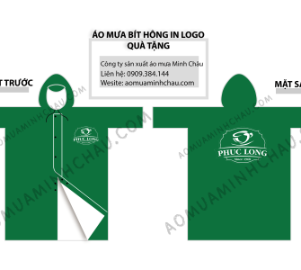 Áo mưa bít hông dây kéo vải dù in logo
