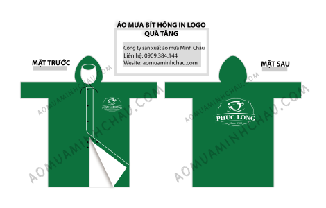 Áo mưa bít hông dây kéo vải dù in logo